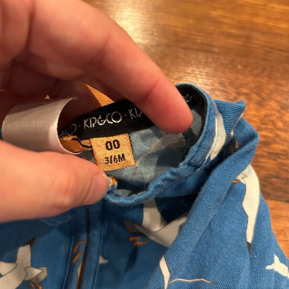 Kip & Co Organic Long Sleeve Zip Romper Size 3-6 Months Seagulls Blue